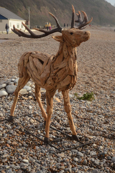 Driftwood Stag Teak Root 100% Weatherproof Garden Sculpture Ornament