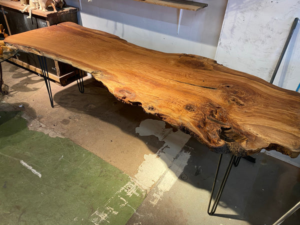 Oak Slab Reclaimed Dining Table Bespoke Unique One Off from an Exeter Woodland Salvage