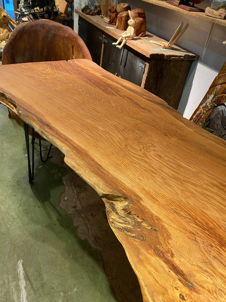 Oak Slab Reclaimed Dining Table Bespoke Unique One Off from an Exeter Woodland Salvage