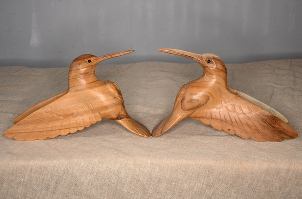 Hummingbird Garden Ornament Weatherproof Hardwood Sculpture