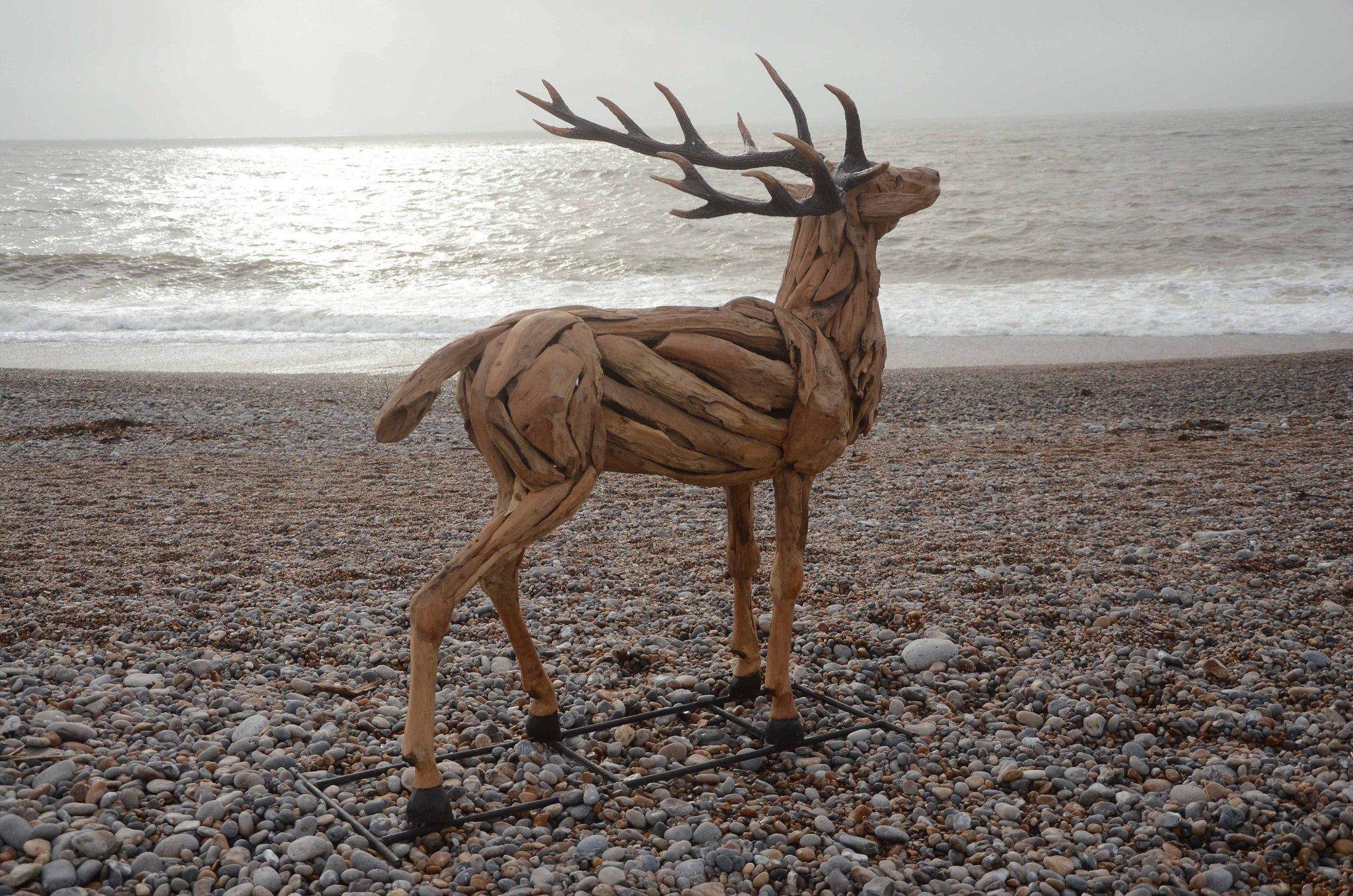 Driftwood Stag Teak Root 100% Weatherproof Garden Sculpture Ornament